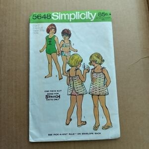 Simplicity Sewing Pattern 5648 Toddler Girls Bathing Suits Size 3